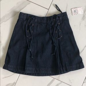 Free people pleated denim skirt